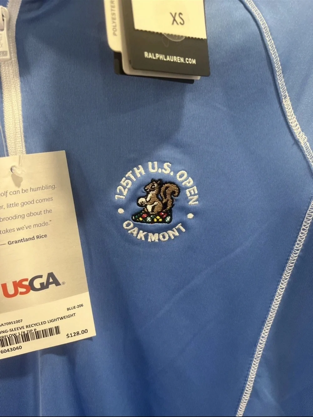 RLX Ralph Lauren 125th U.S. Open Oakmont 2025 Quarter Zip Pullover XS NWT $128